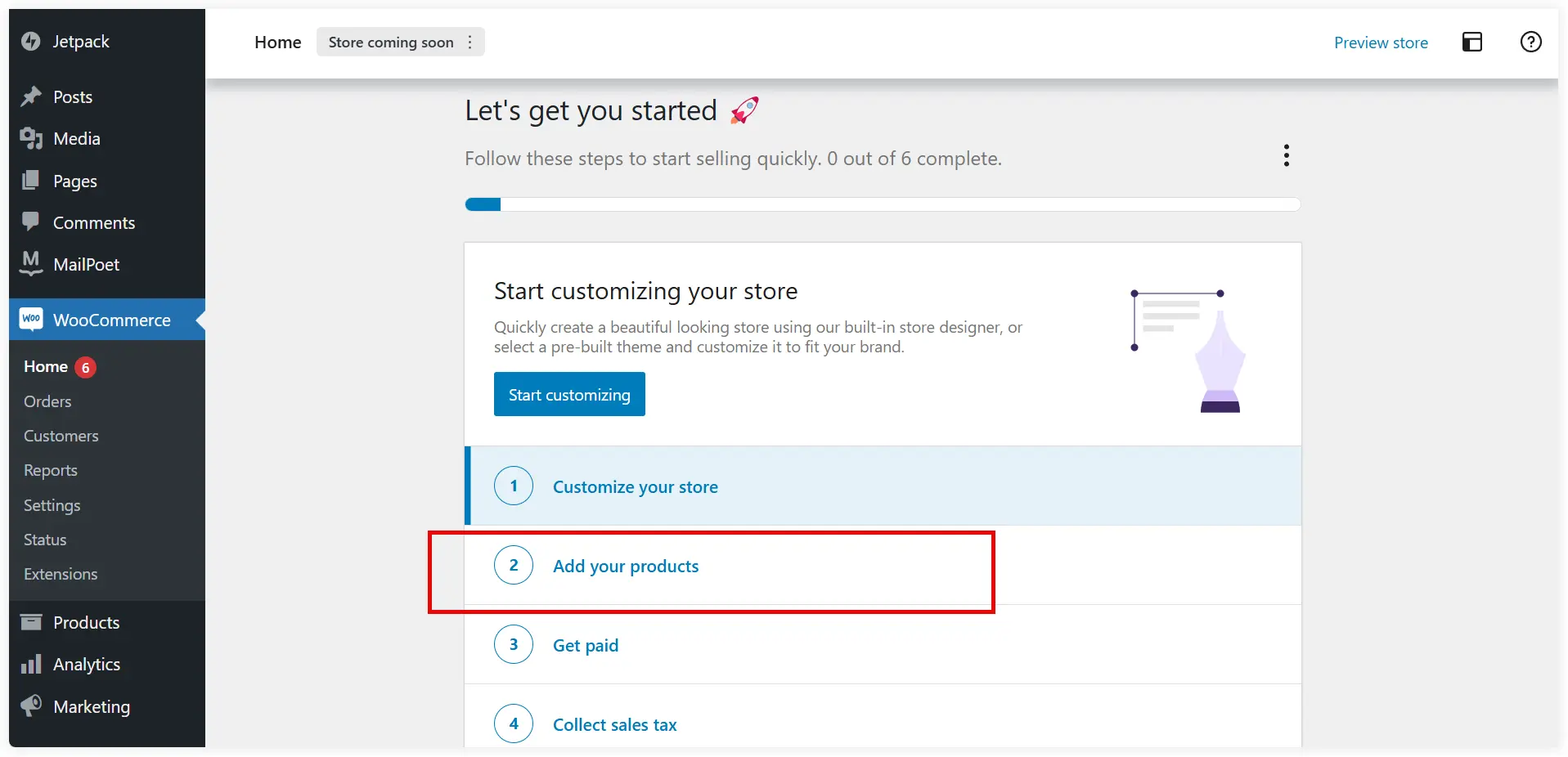 Add products in WooCommerce store 