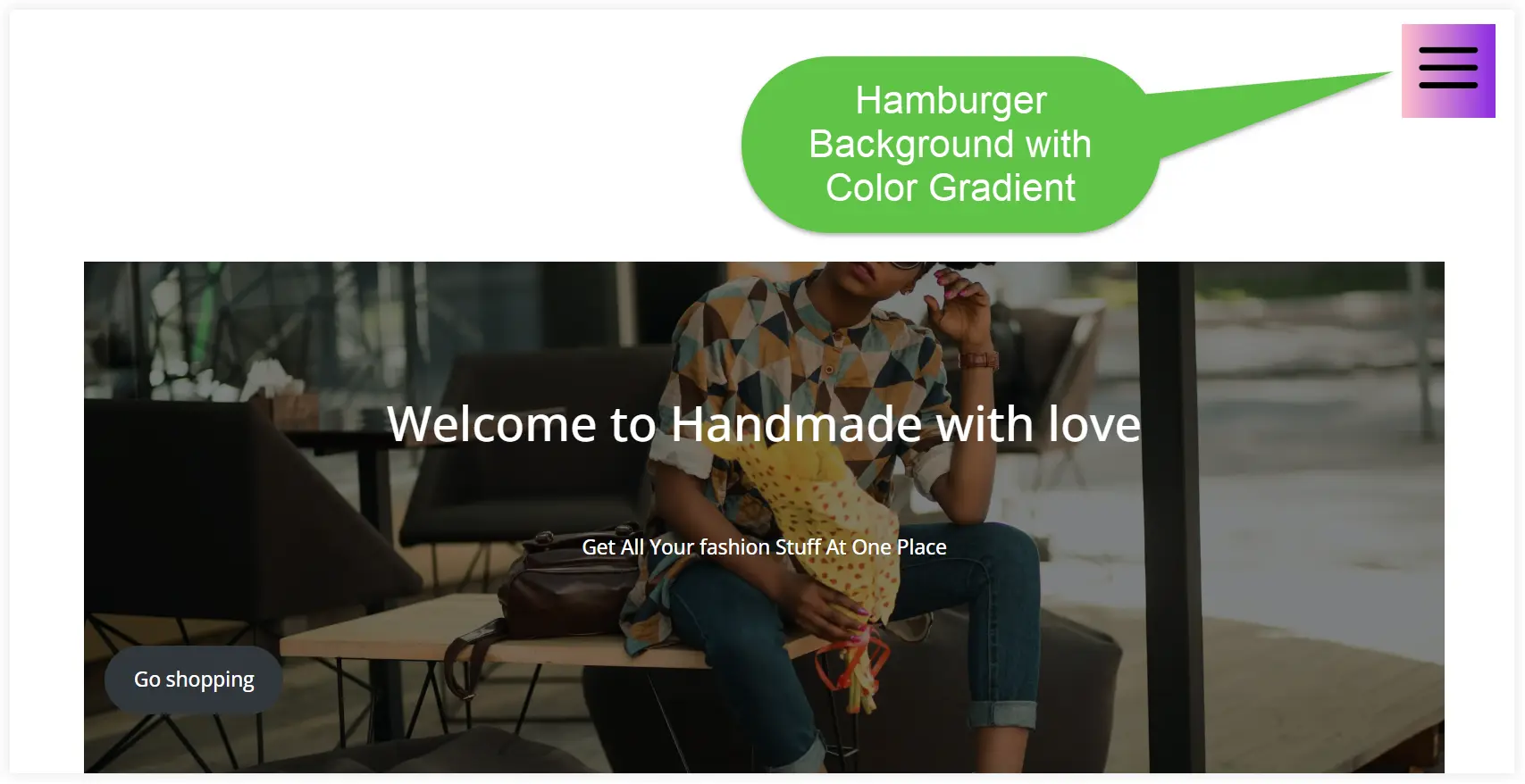 Customized Divi hamburger menu icon background gradient