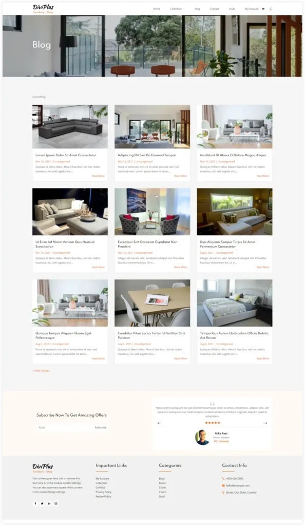 Divi Furniture Store Child Theme Blog Page 