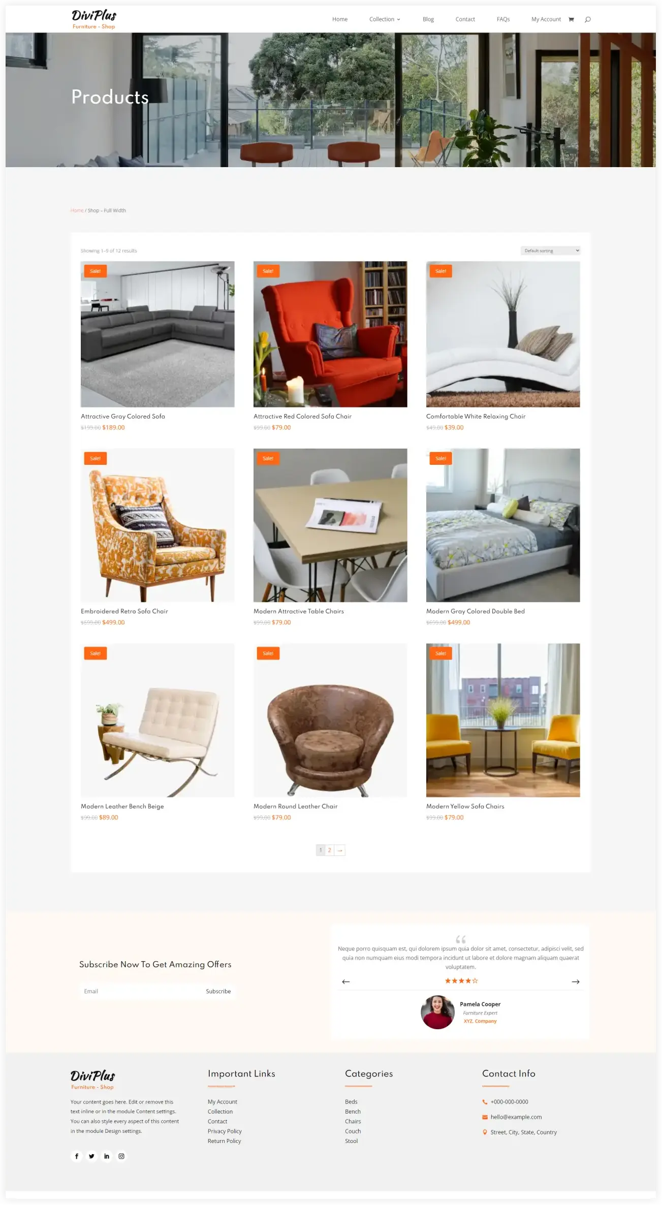 Divi Furniture Store Child Theme Shop Page 