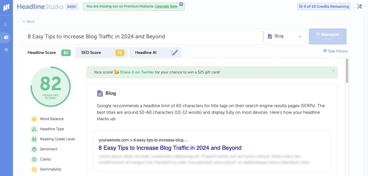 Example of good blog post title to increase blog traffic