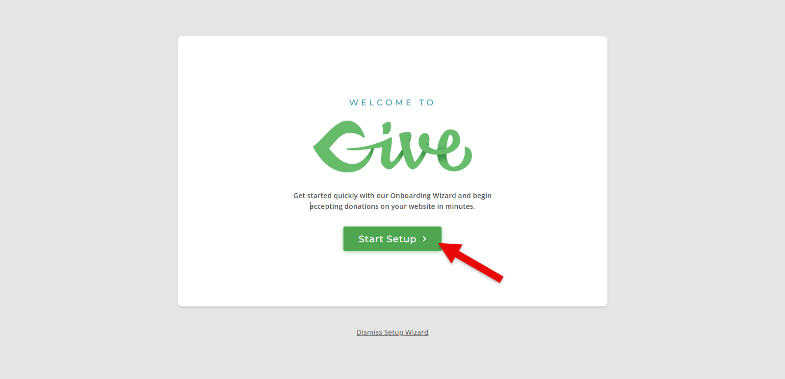 GiveWP crowdfunding plugin for WordPress setup wizard.