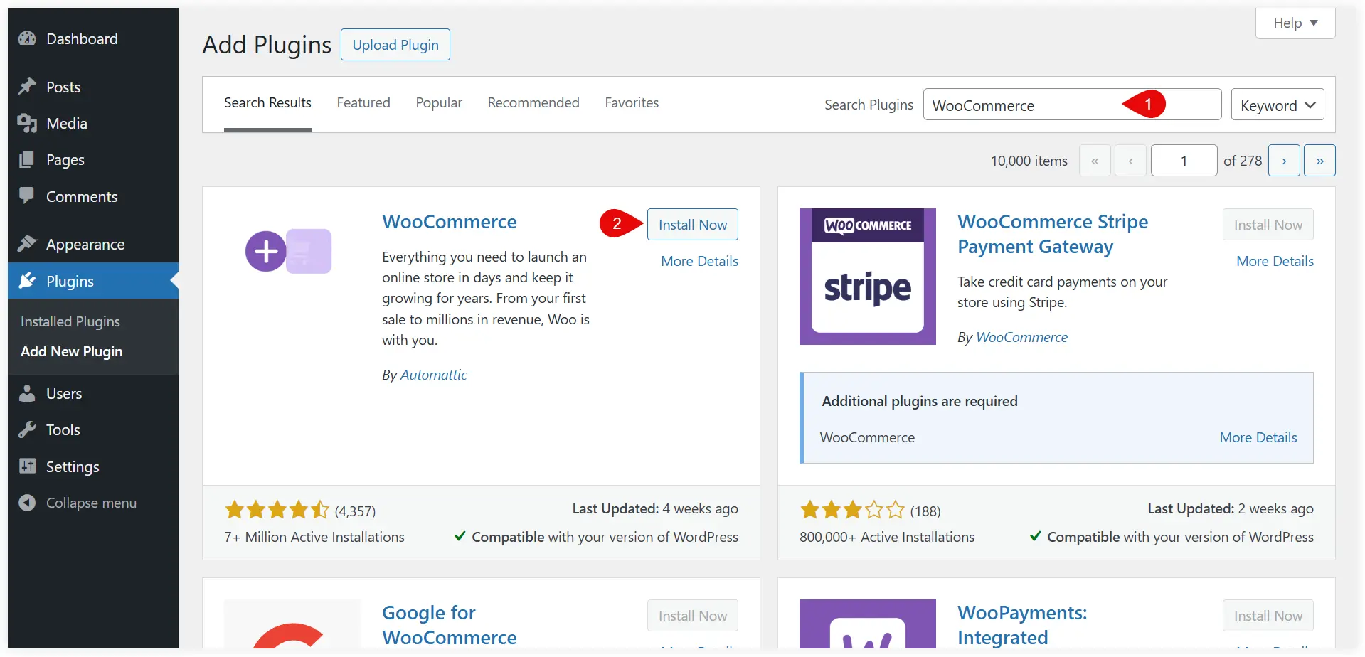 Search WooCommerce in WordPress