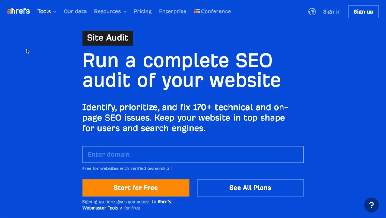 ahrefs website auditing tool for internal linking.