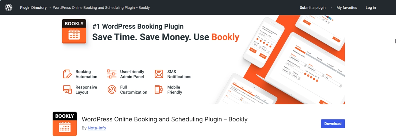 The Bookly plugin in the WordPress repository.