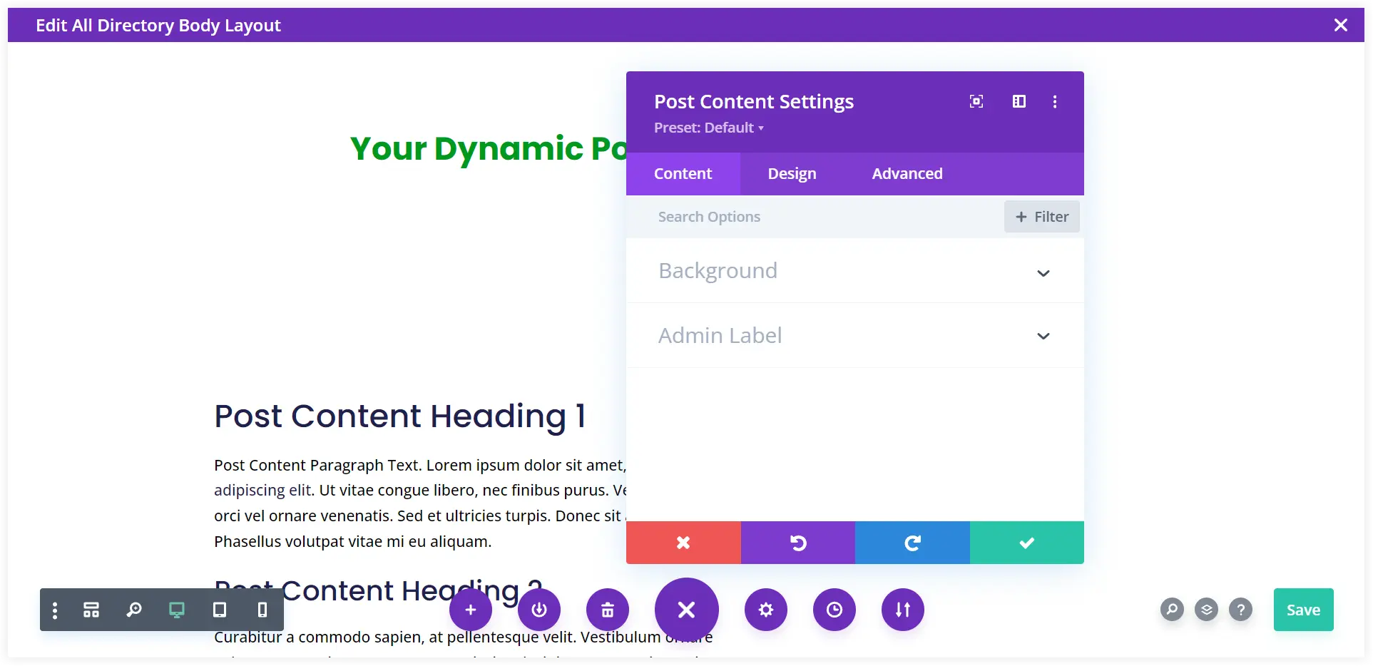 Divi post content module in directory  listing