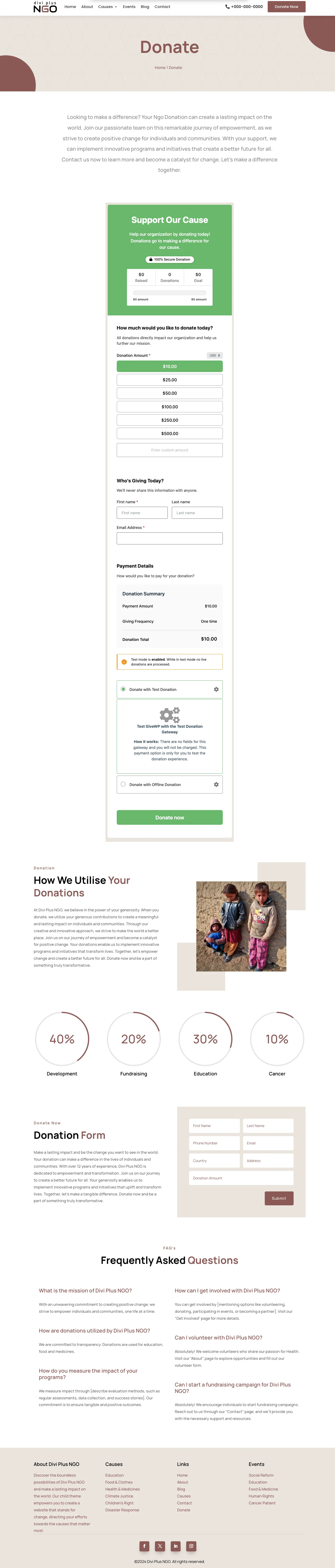 Divi Plus ngo crowdfunding layout