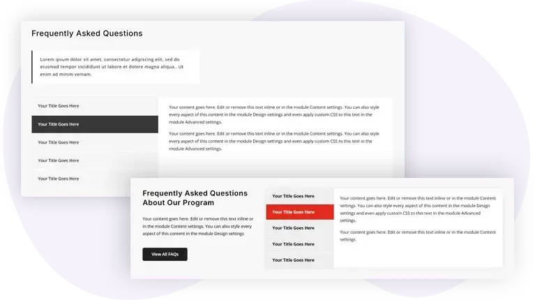 Divi FAQ Layout with Tabs