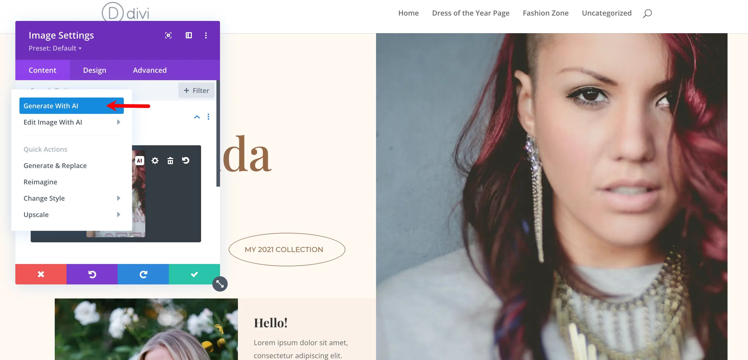 Generate Divi fashion blog images with AI