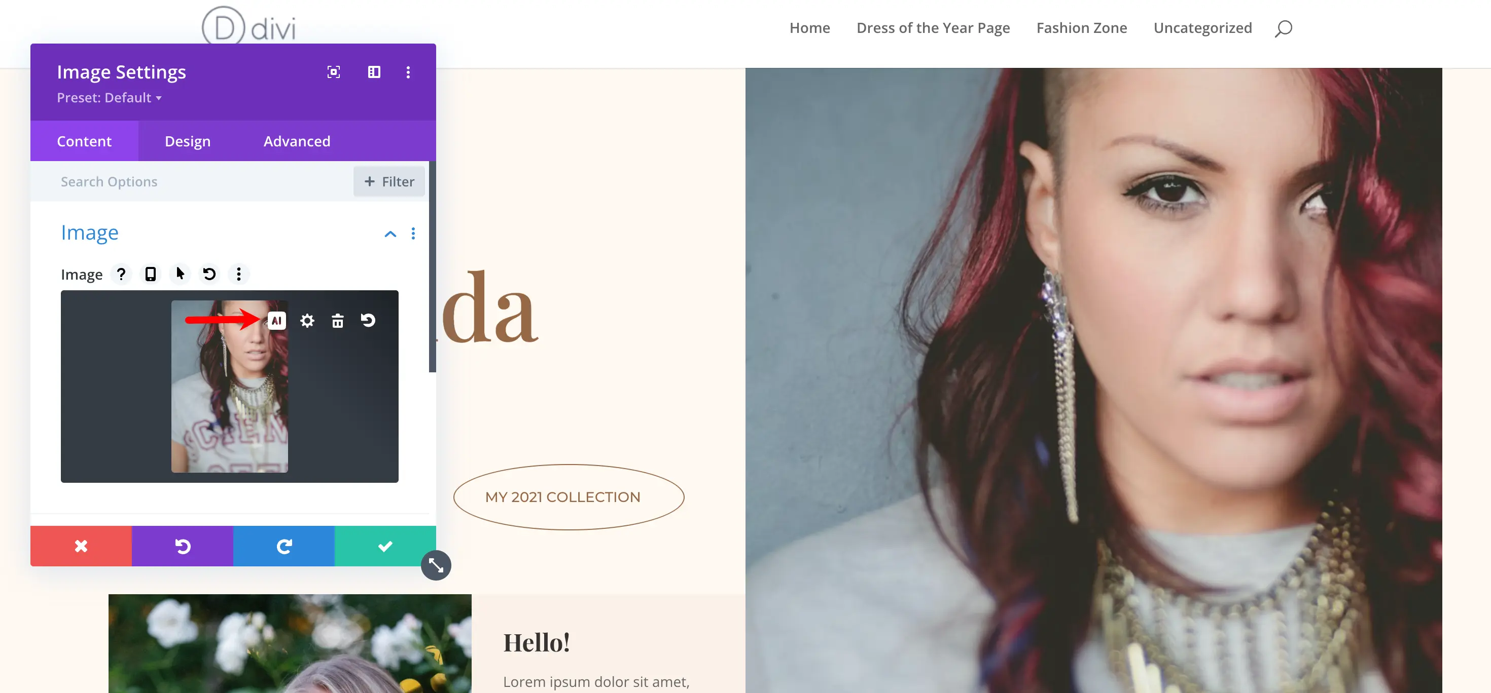 Generate image for Divi fashion blog