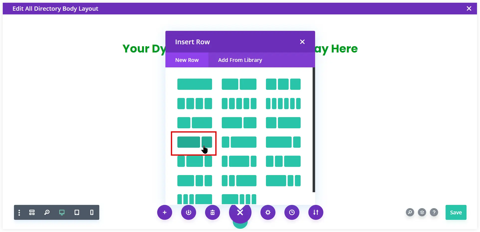 Select column layout of directory  listing