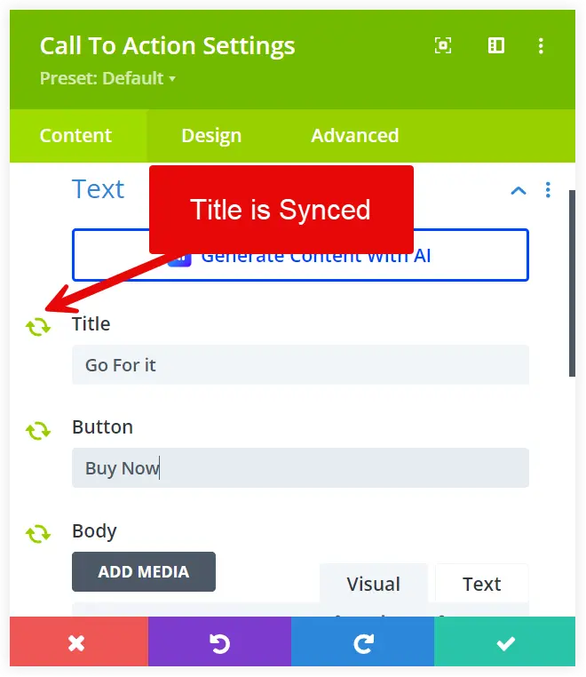 Divi selective sync feature