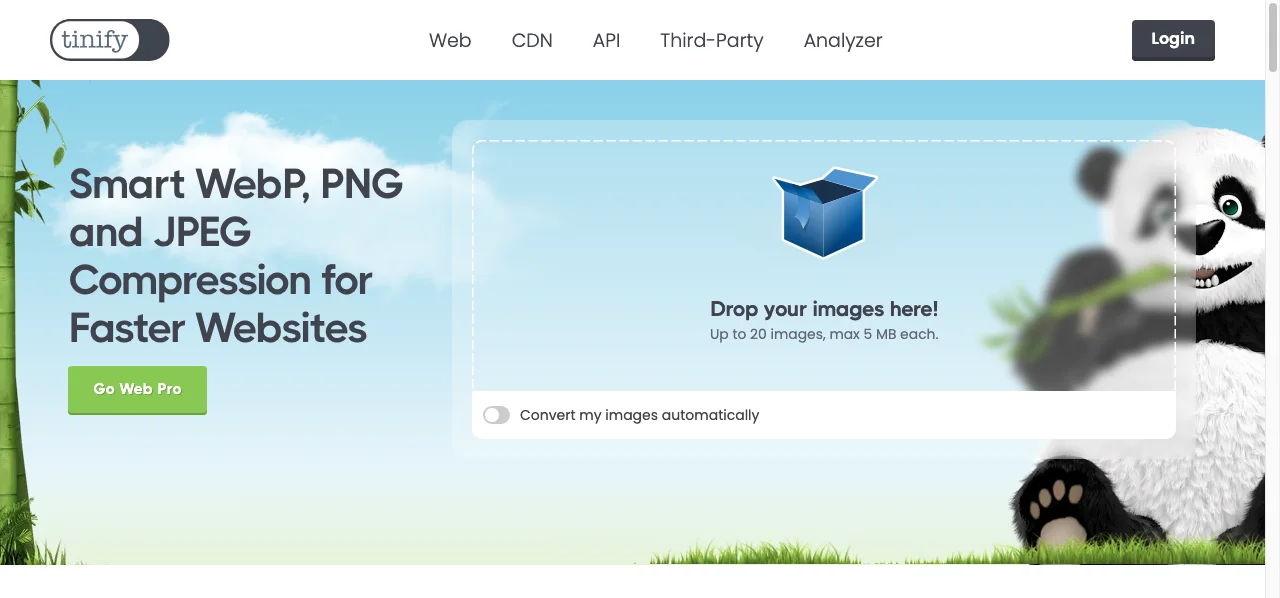 Online platform TinyPNG for image optimization.