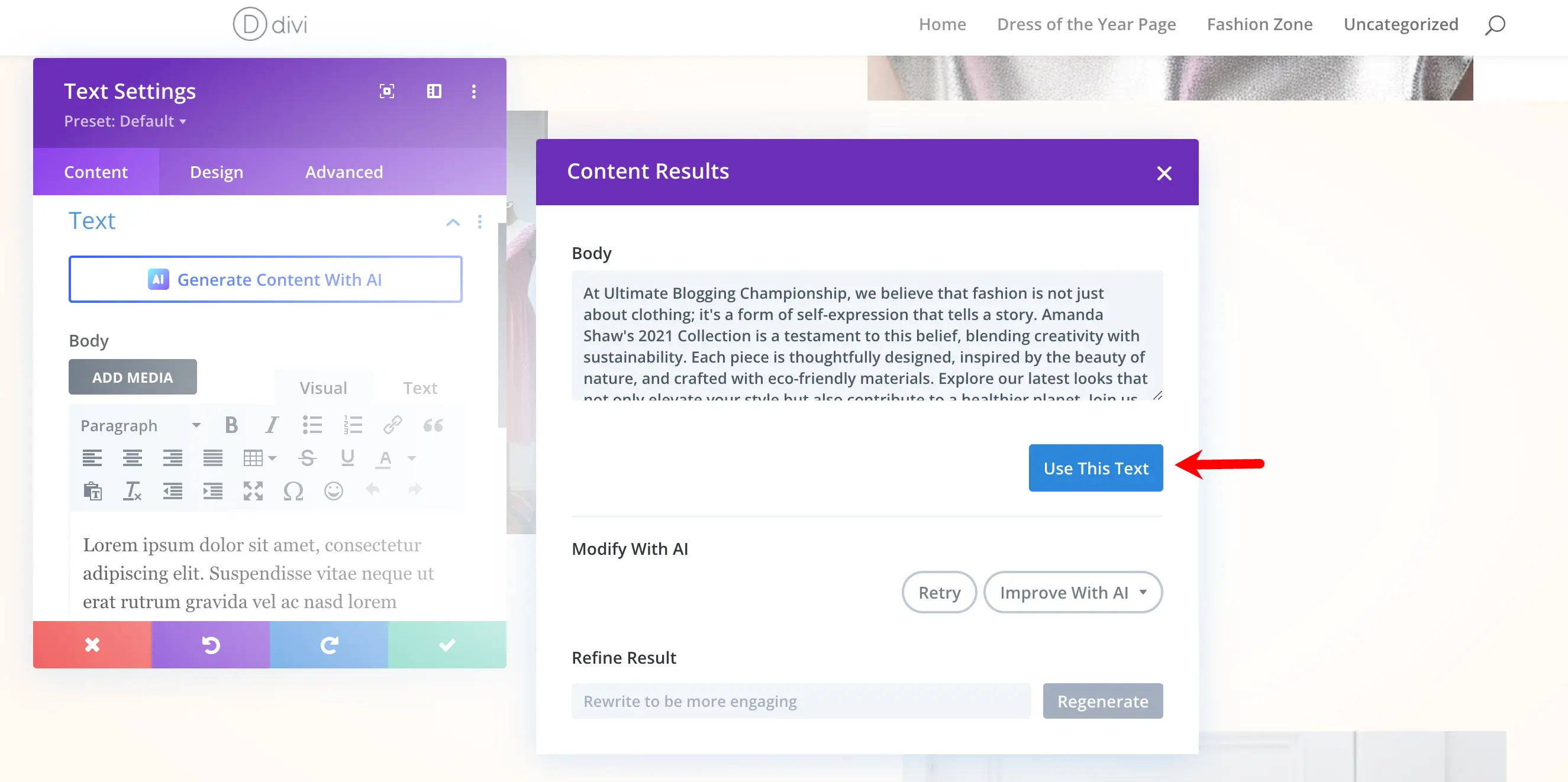 use the AI generated text for fashion blog