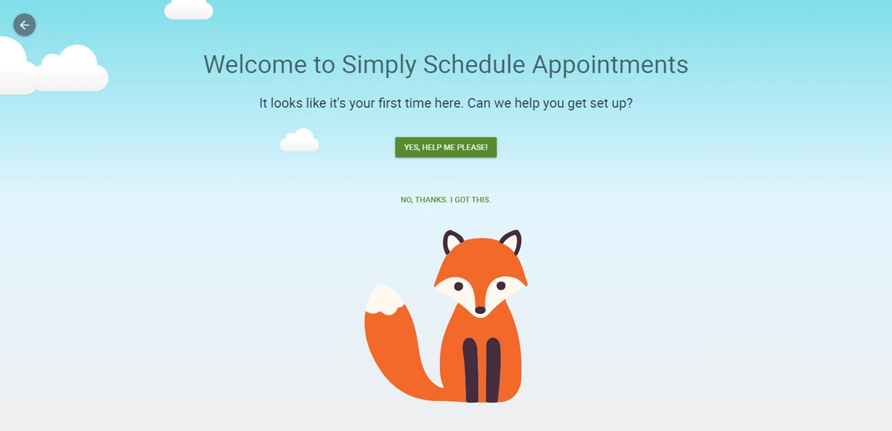 Welcome screen of the Simply Schedule Appointments plugin.