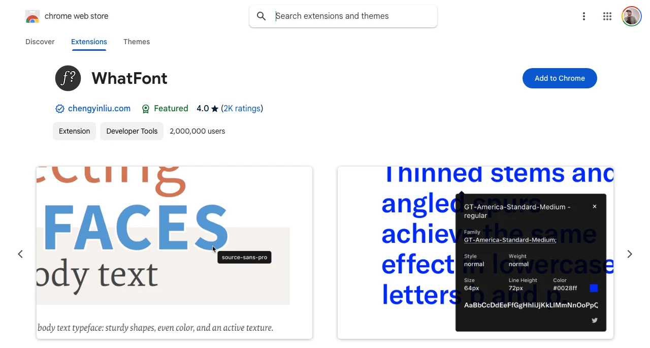 WhatFont Chrome extension to check fonts on website.