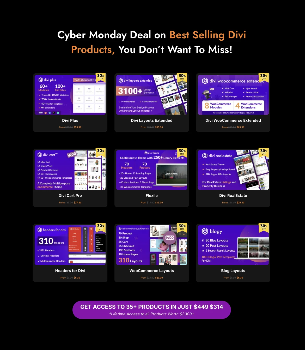 Divi Extended All Products 30% OFF this Divi Cyber Monday 2024 sale