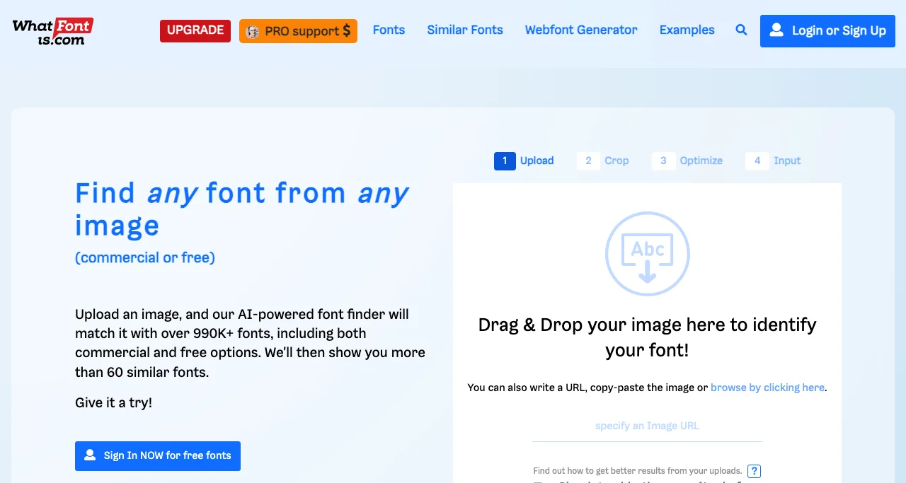 WhatFontIs.com image to font finder platform.