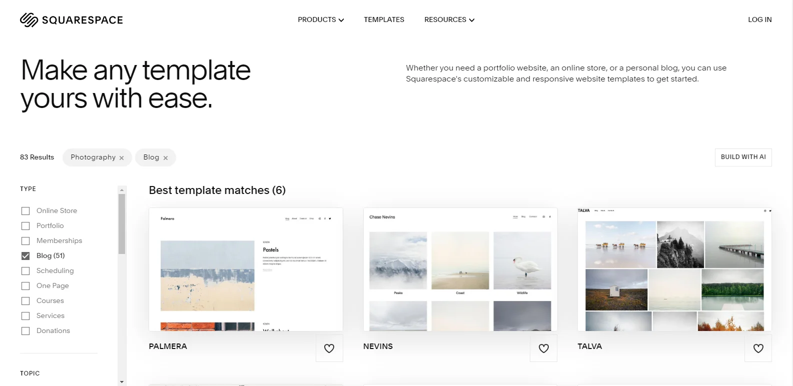 Squarespace templates.