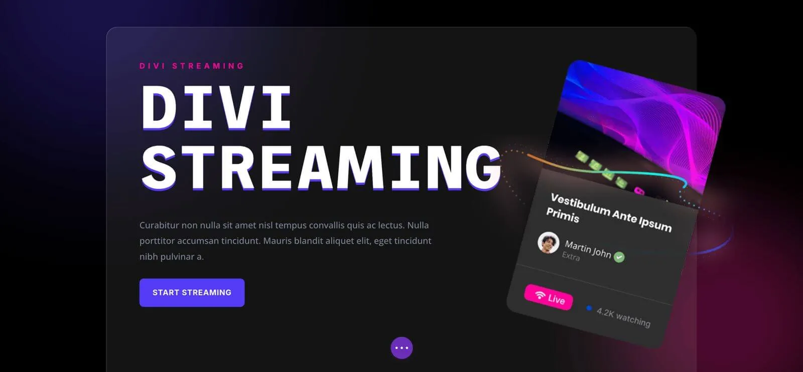 Divi layout of video streaming