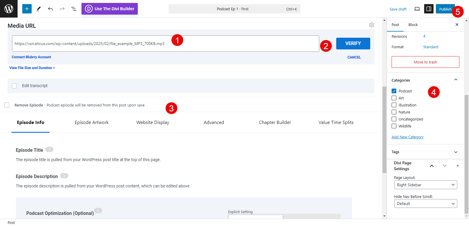 Adding Podcast audio file data.