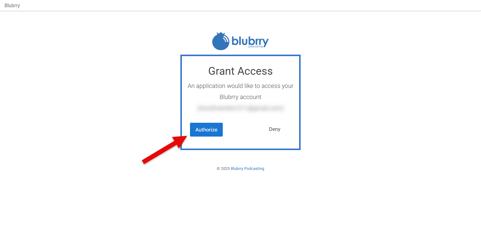 Authorizing Blubrry.