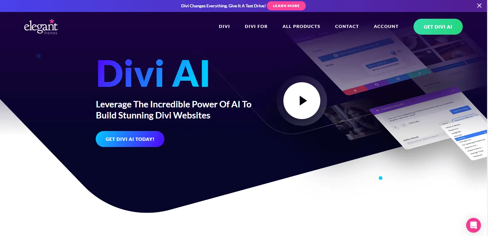 Divi AI website builder.