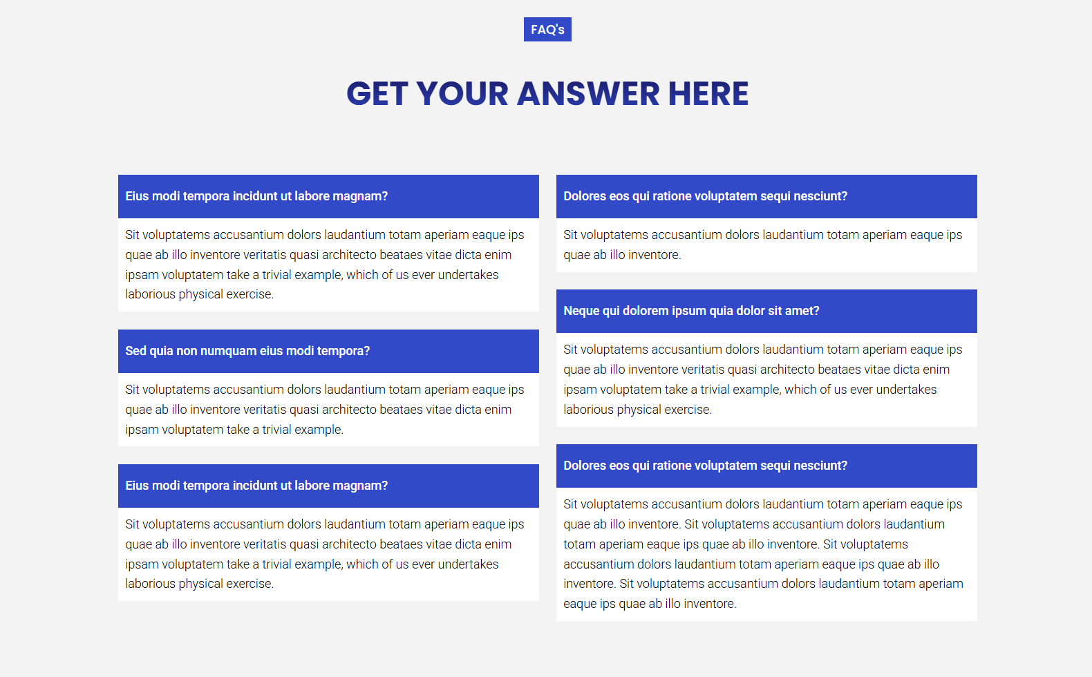 Divi Plus FAQ layout example 2