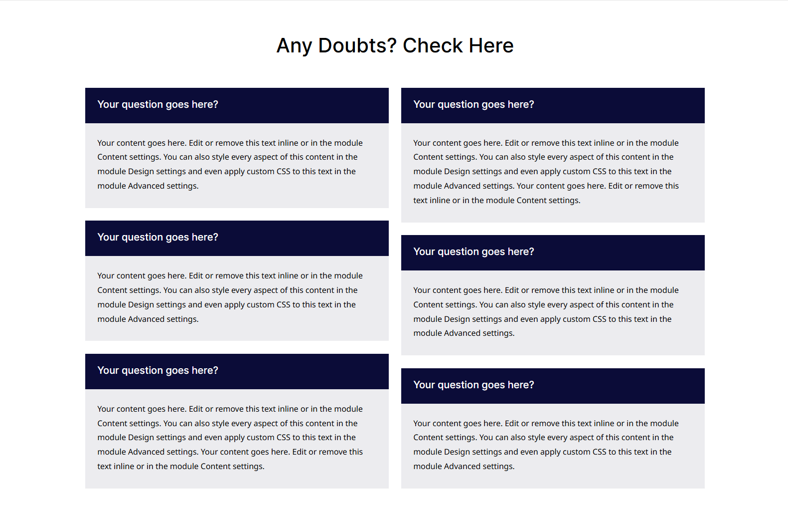 Divi Plus FAQ layout example 4