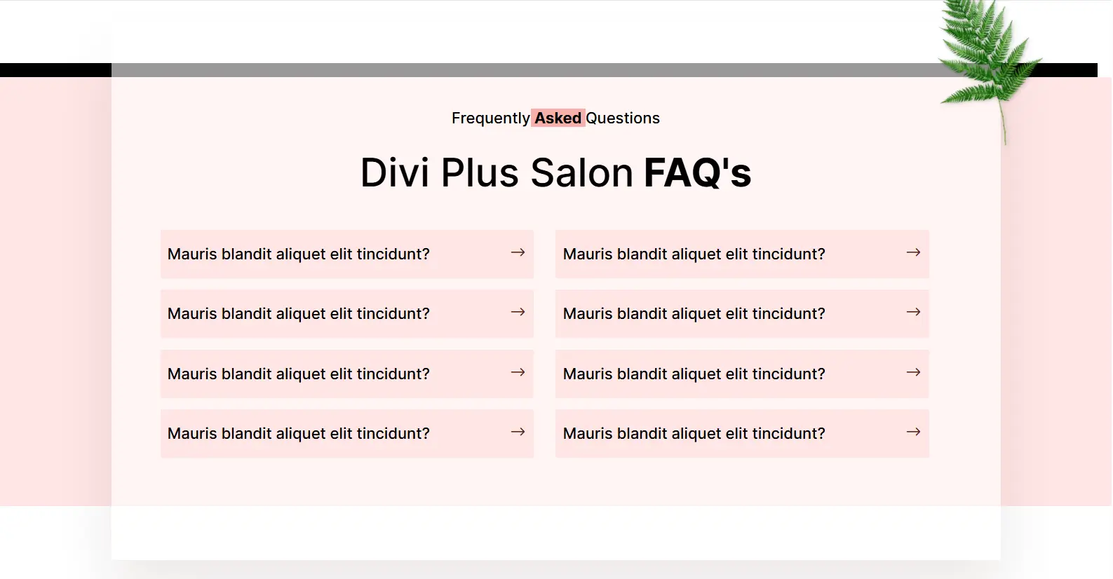 Divi Plus FAQ layout example 5