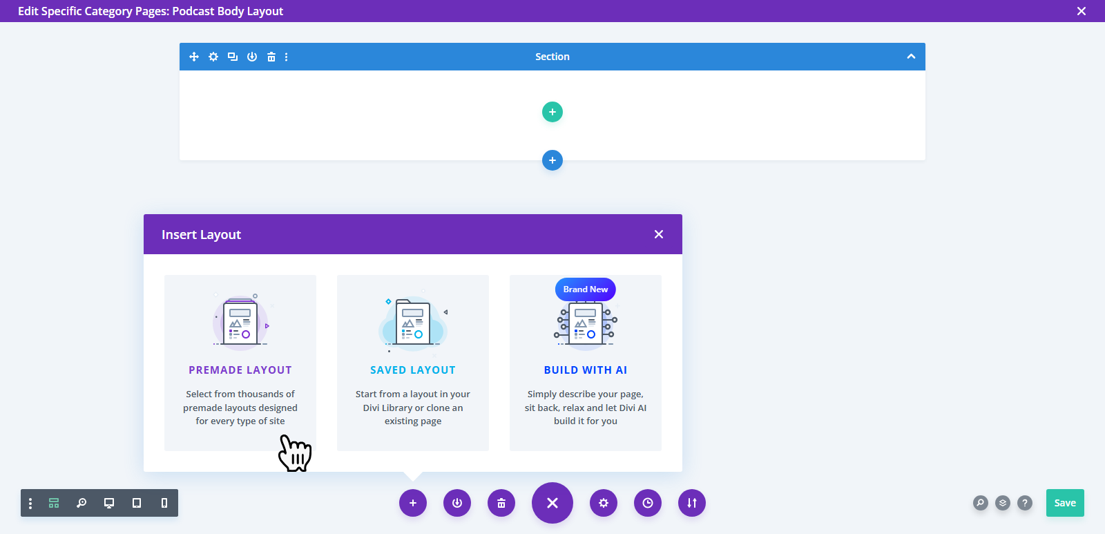 Divi premade layout option