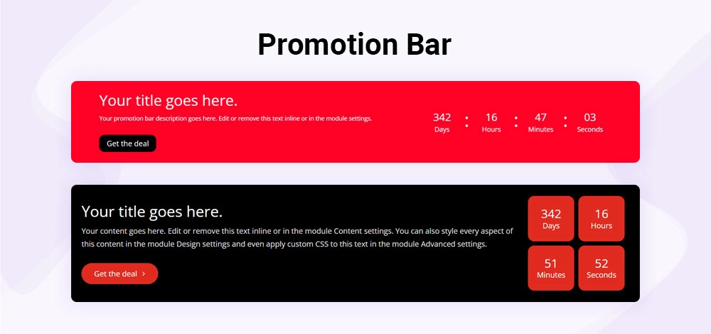 Divi Promotion Bar Module