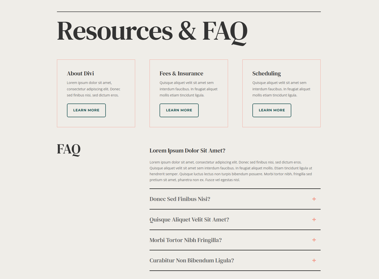 Elegant Themes FAQ layout 1