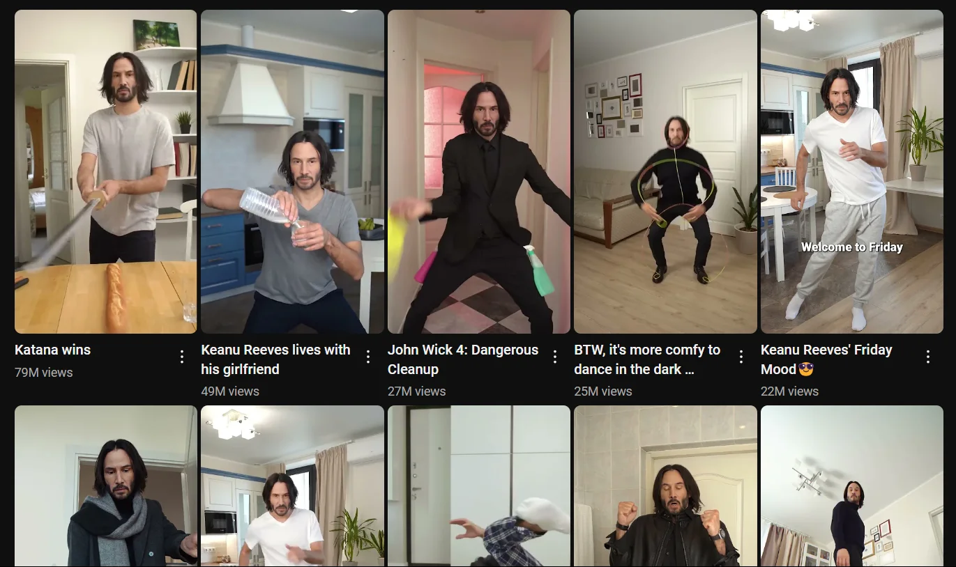 Unreal Keanu reeves YouTube shorts.