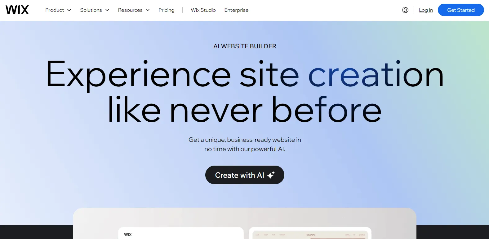 Wix AI website builder.