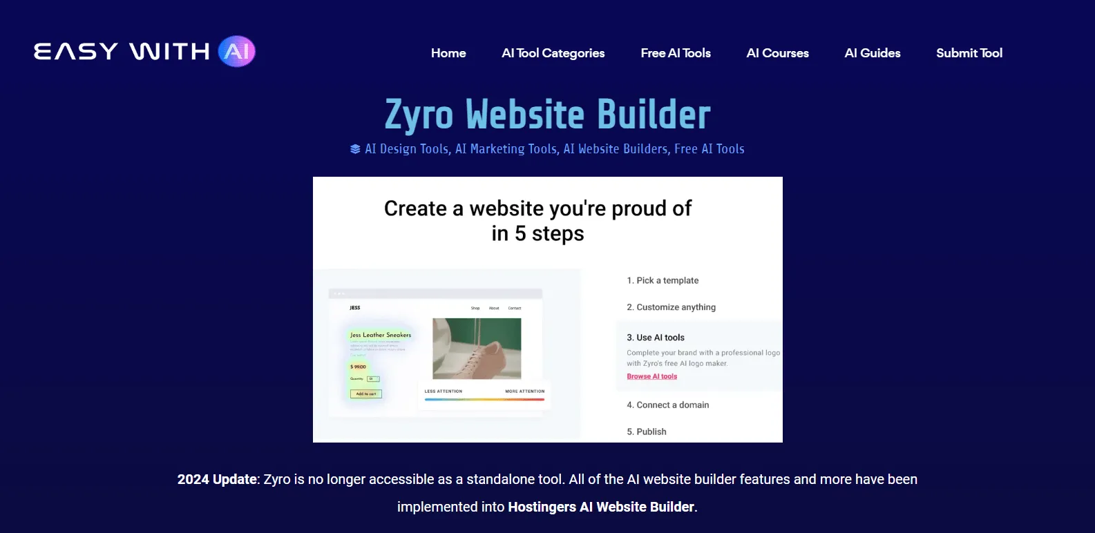 Zyro website builder with AI