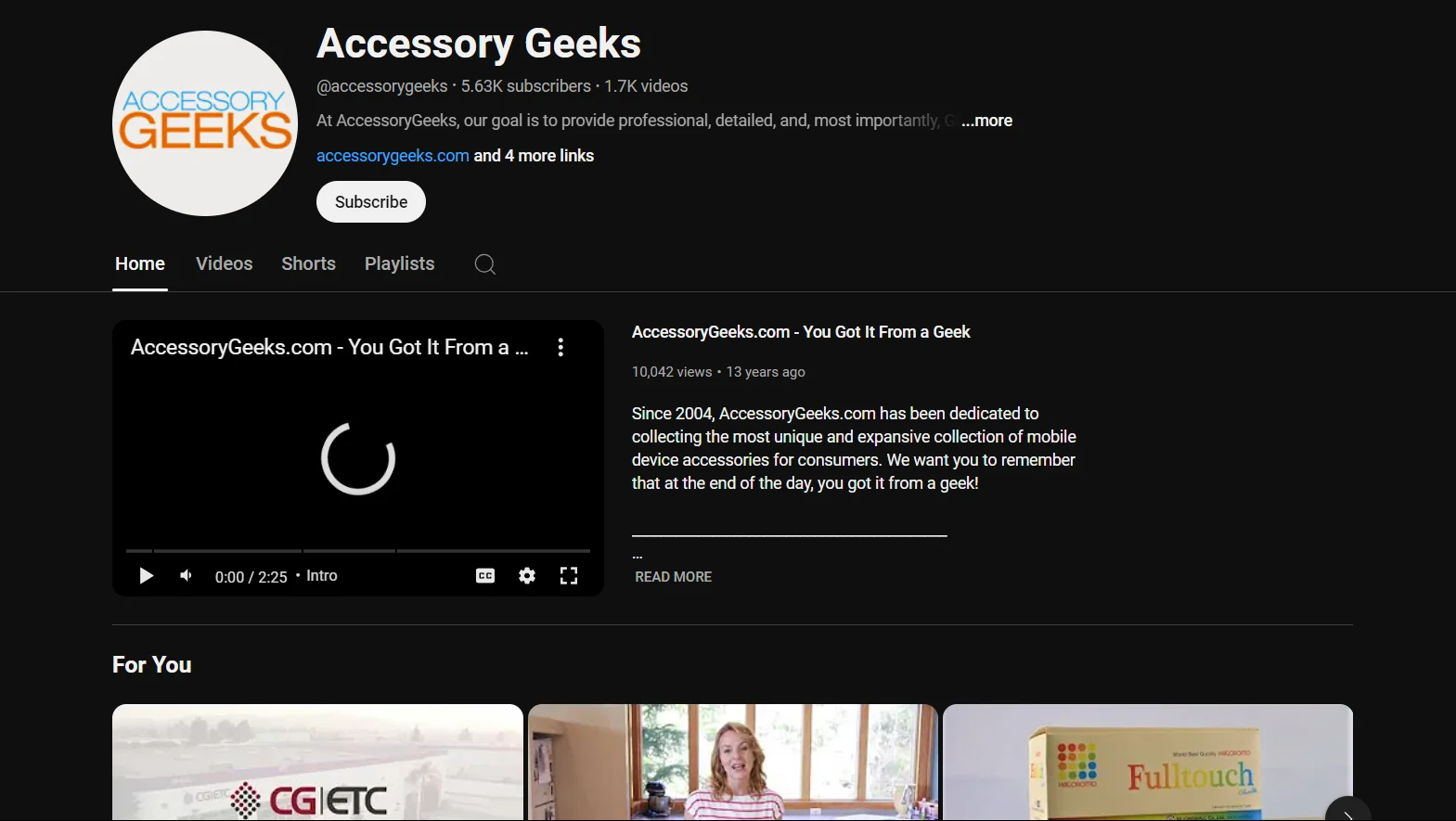 Accessory Geeks YouTube page.