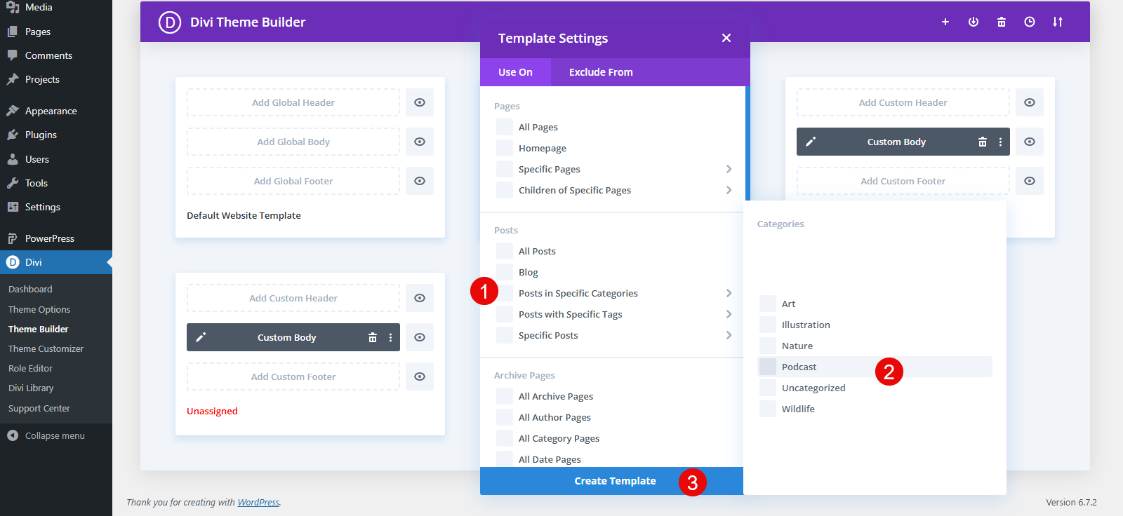 Creating post podcast template