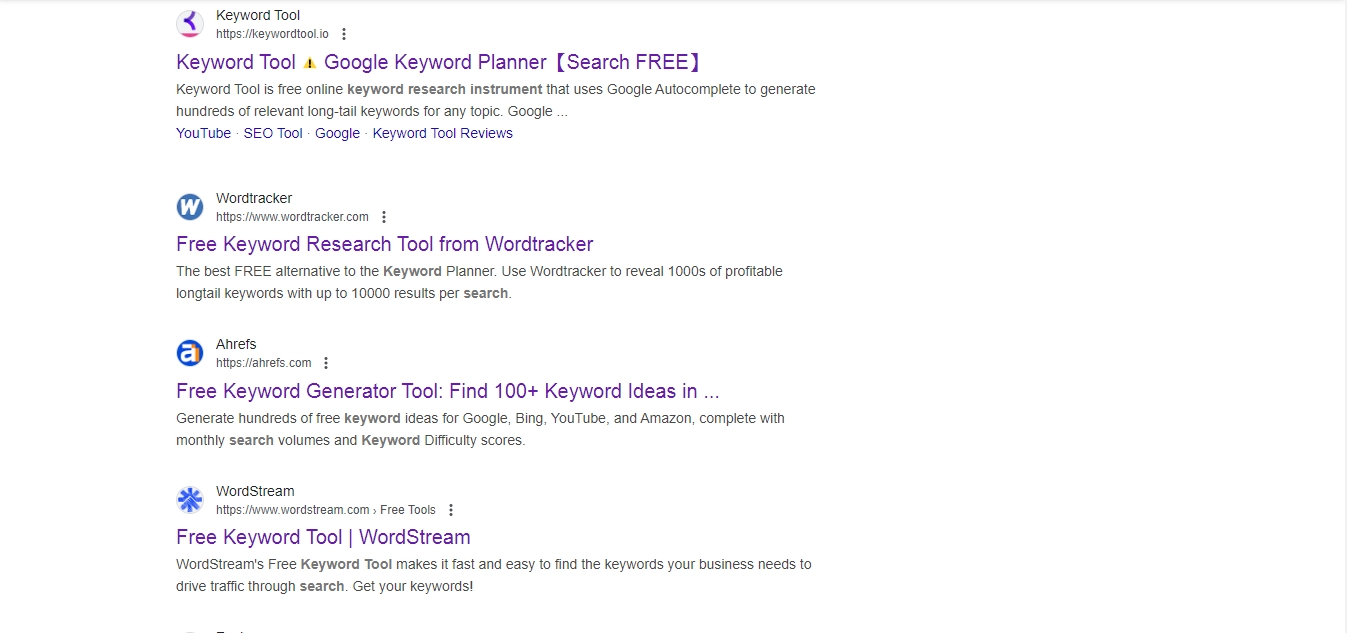 Search of Keyword Tool