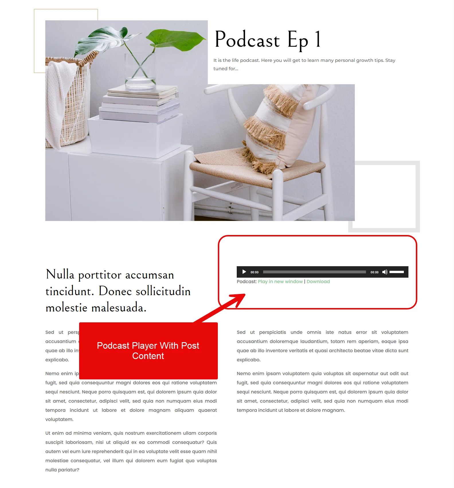 Podcast post Divi template.