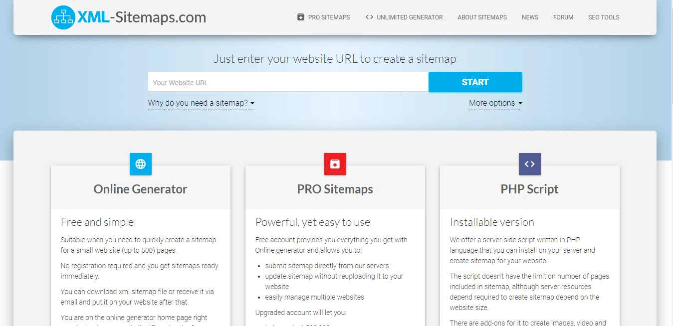 XML Sitemaps.com Homepage