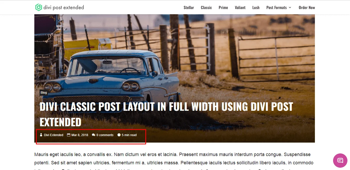 Classic post read time layout
