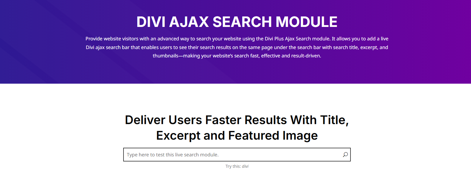 Divi Ajax Search Module by Divi Plus