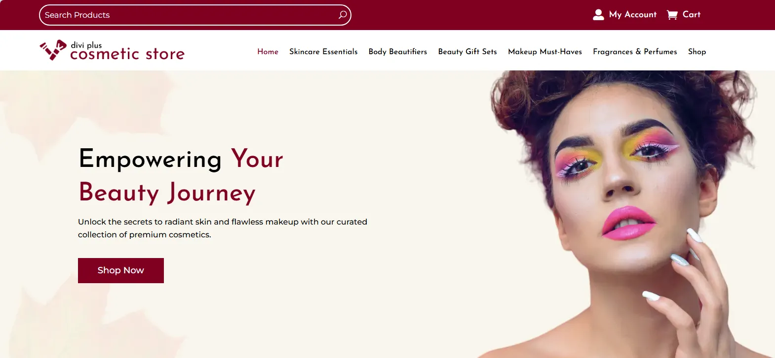 Divi Plus cosmetic store WooCommerce theme