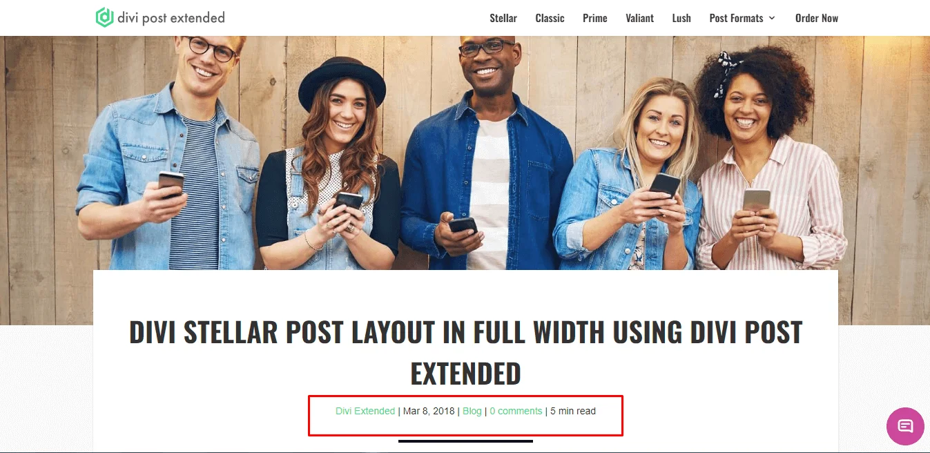 Divi stellar post read time layout