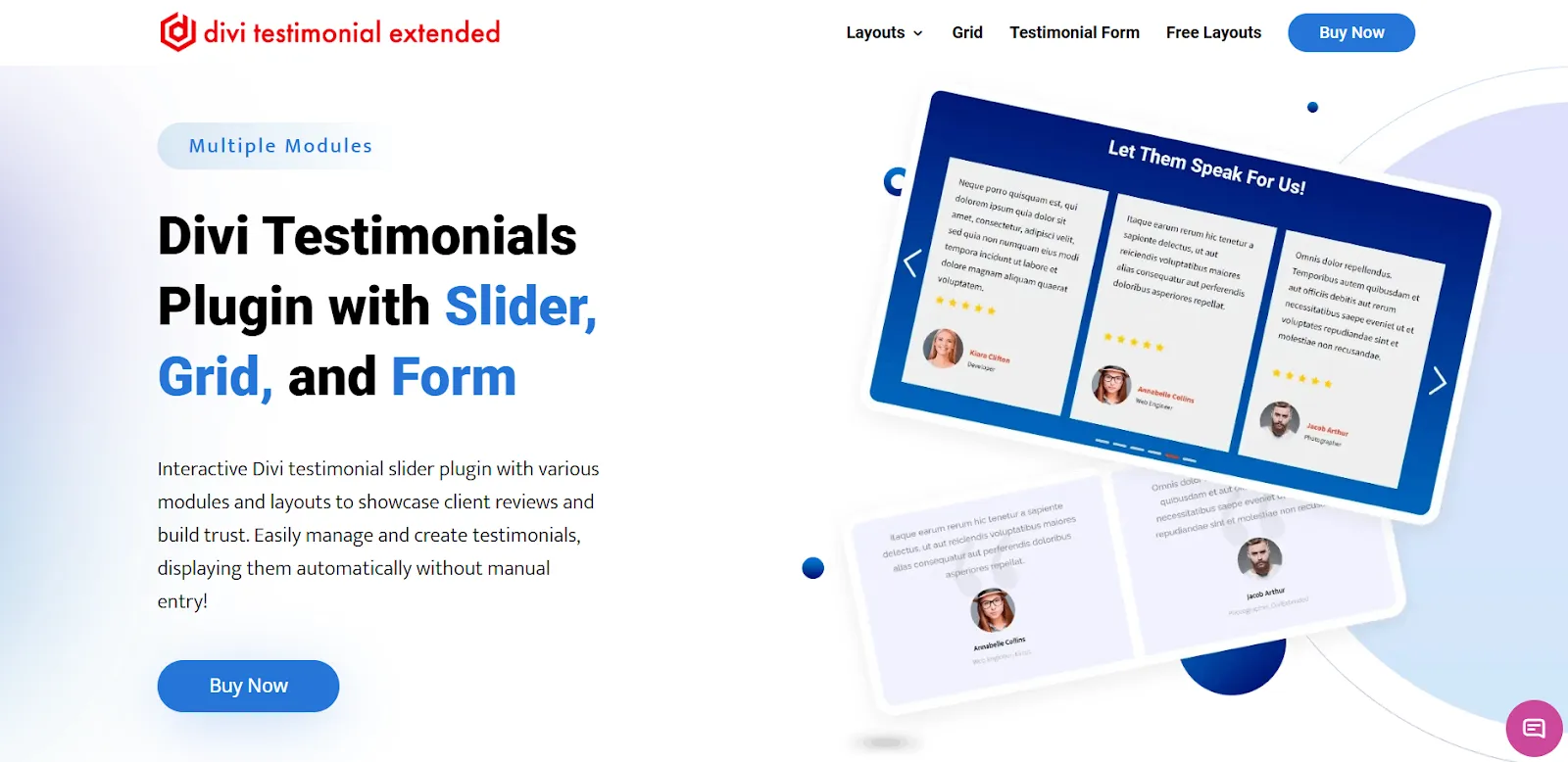 Divi Testimonial Extended, the best Divi review slider plugin