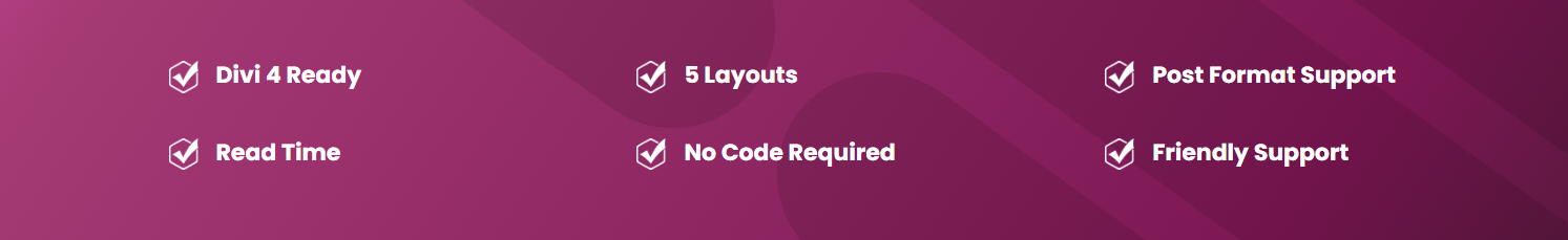 Features of Divi Post Extended plugin.