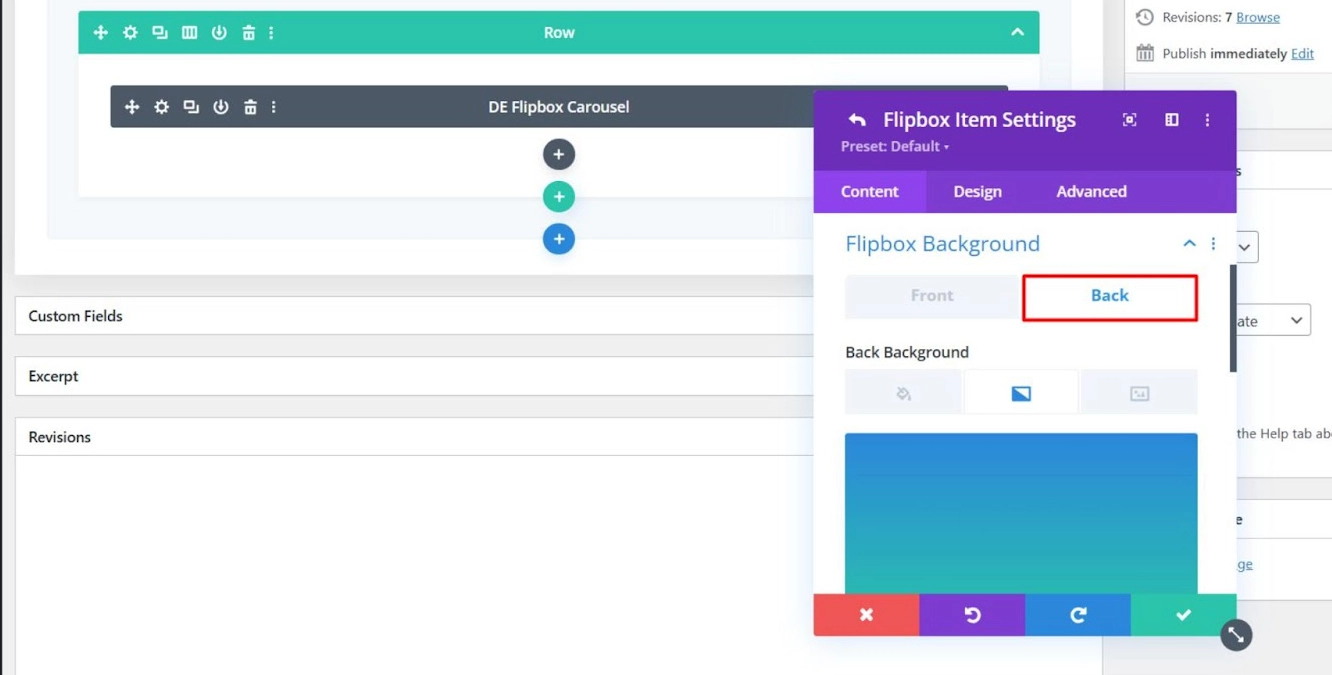Assigning background color to the flipbox item. Back of the flipbox item.