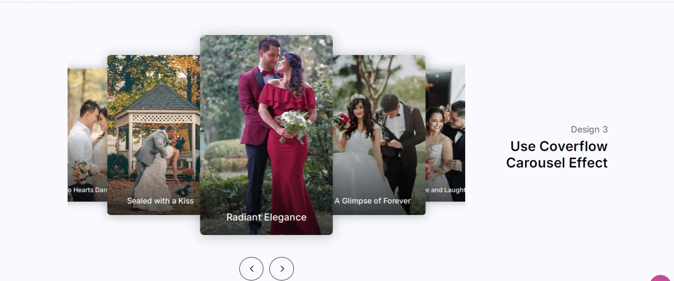 Divi carousel image design example 3 with rounded slider arrows