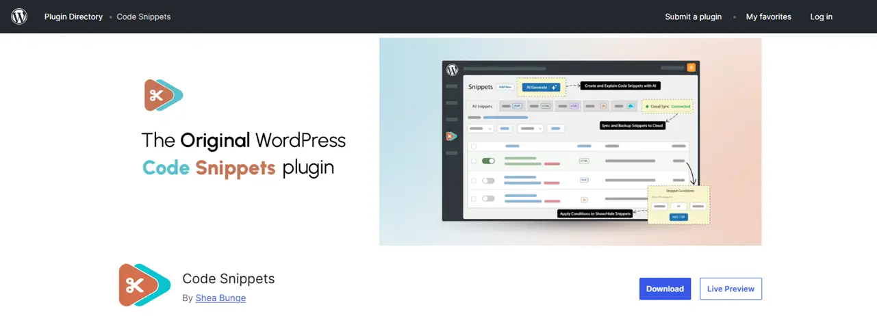 The Code Snippets plugin at the WordPress repository.